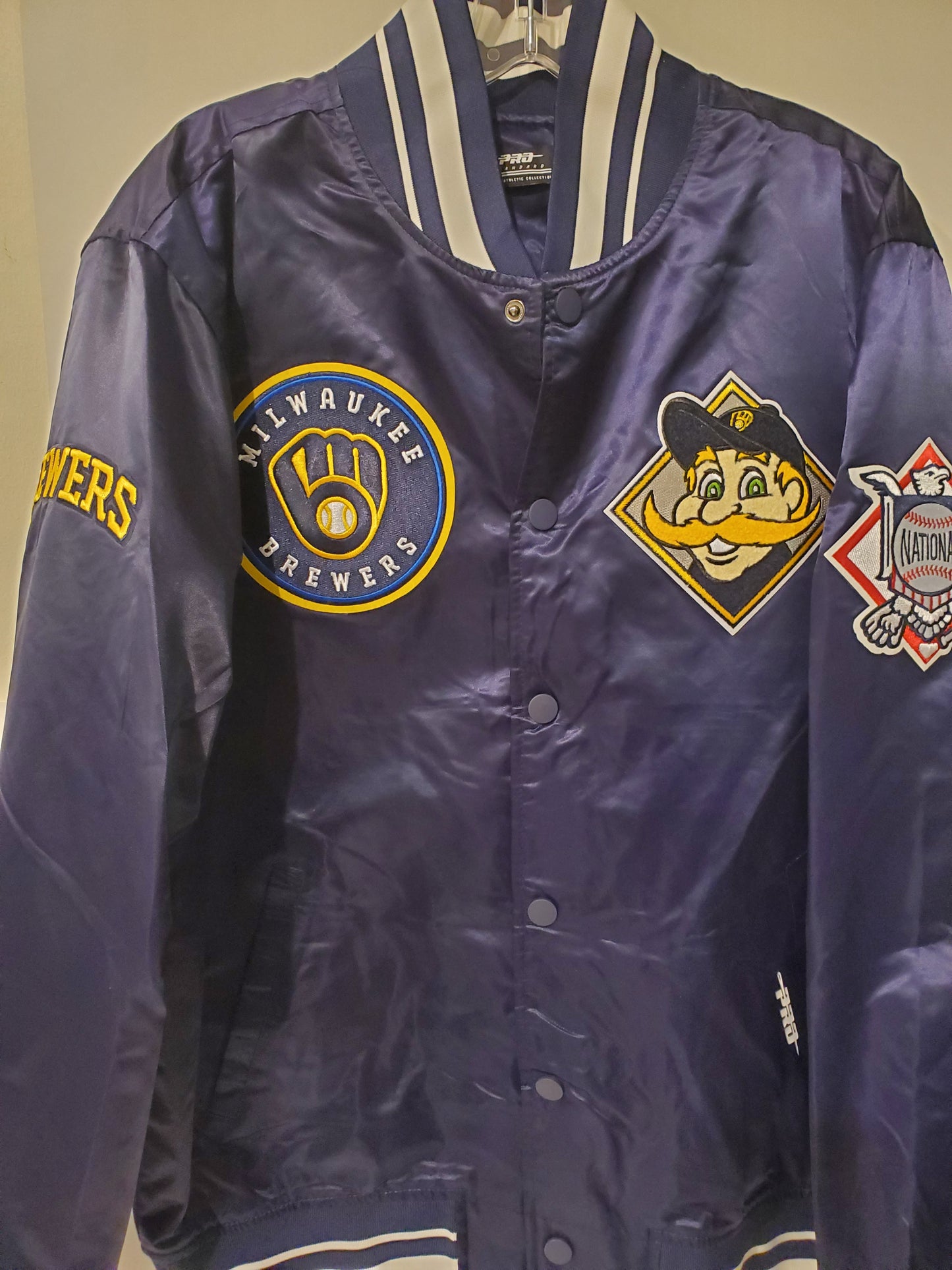 Milwaukee Brewers Navy Blue Jacket with Brenie the Brewer on the Back