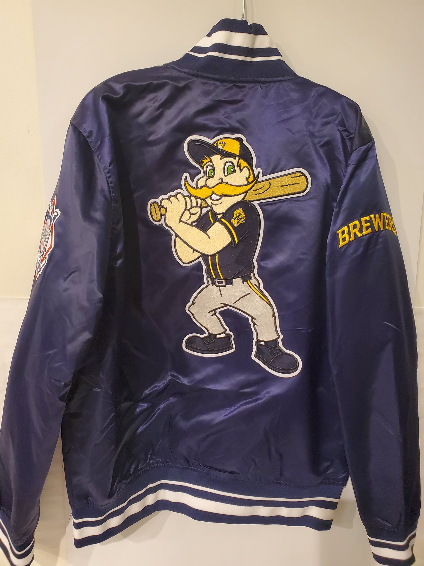 Milwaukee Brewers Navy Blue Jacket with Brenie the Brewer on the Back