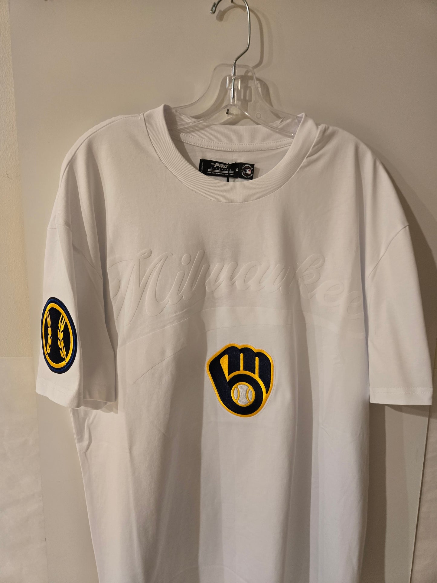 Brewers White Shirt White Lettering