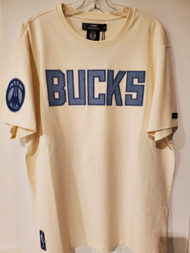 Milwaukee Bucks Cream shirt with Blue Letters