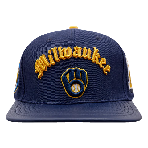 Old English Writing Blue Brewers Hat