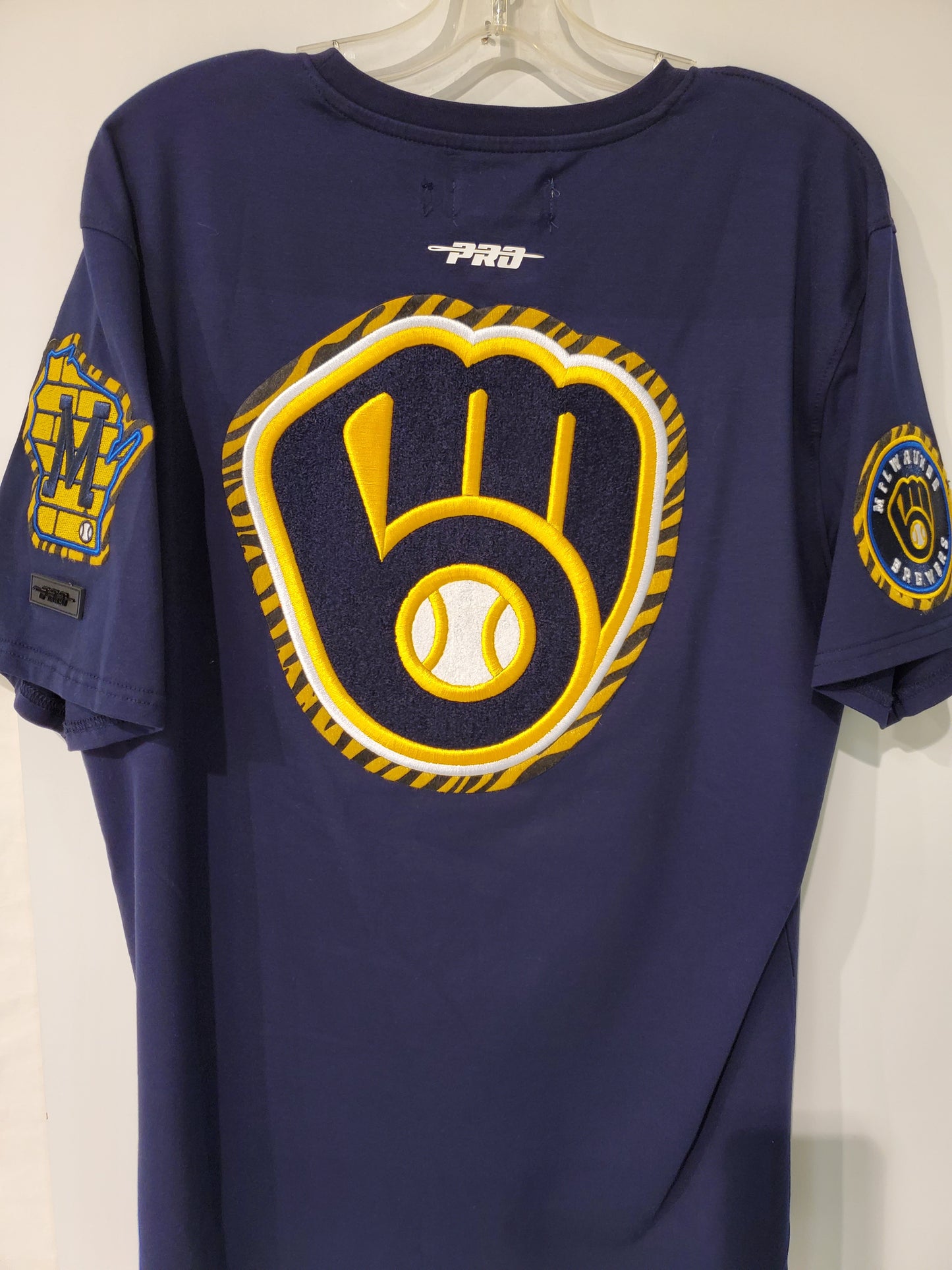 Milwaukee Brewers Shirt Navy Blue with Yellow Patches