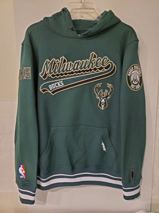 Milwaukee Bucks Old English Writing with Tan And black outlining