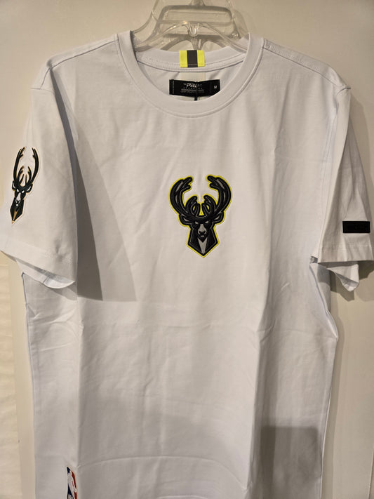 Milwaukee Bucks White and Neon Shirt