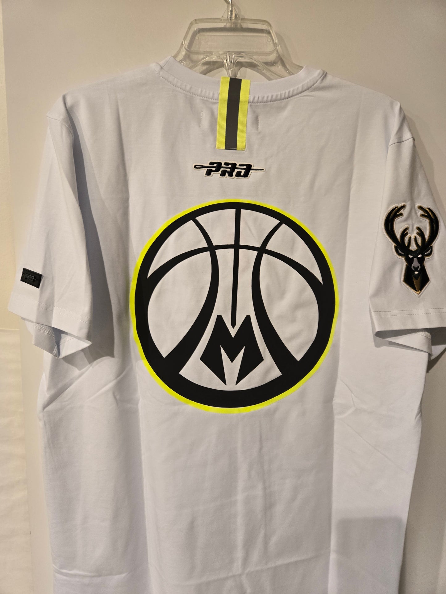 Milwaukee Bucks White and Neon Shirt