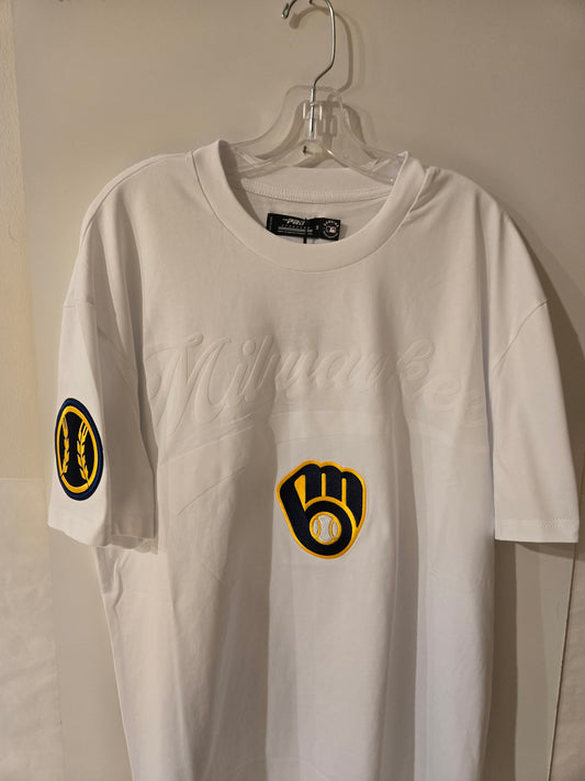 Brewers White Shirt White Lettering