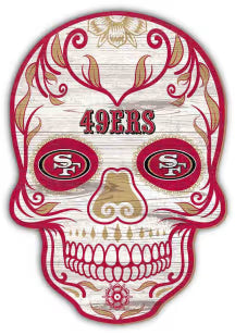 San Francisco 49ers 12in Sugar Skull Wood