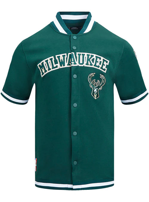 Milwaukee Bucks Button Up Green Jersey