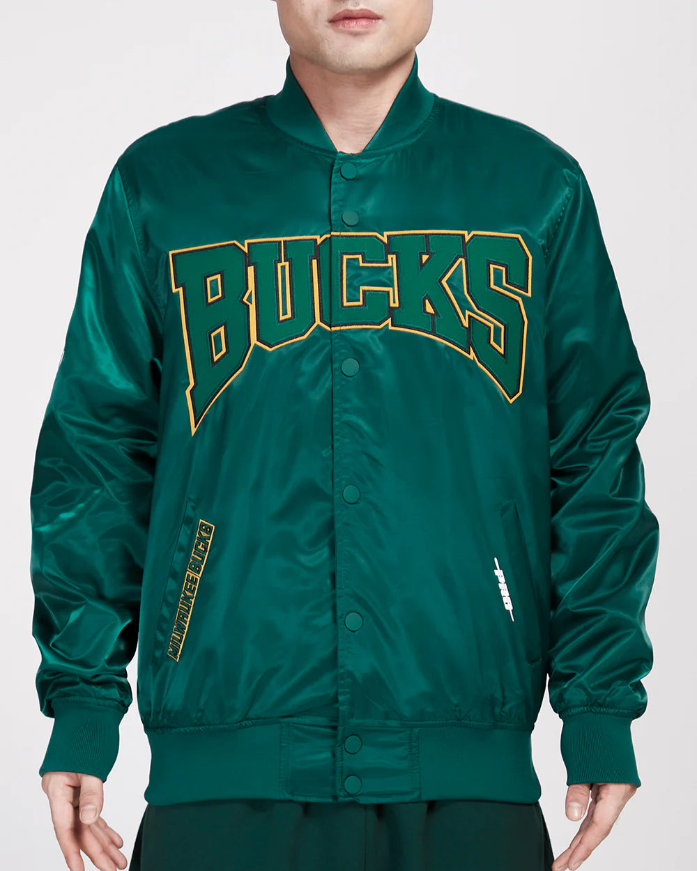 NBA MILWAUKEE BUCKS CREST EMBLEM SATIN JACKET