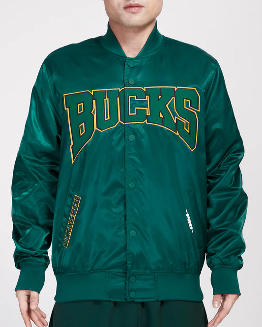 NBA MILWAUKEE BUCKS CREST EMBLEM SATIN JACKET