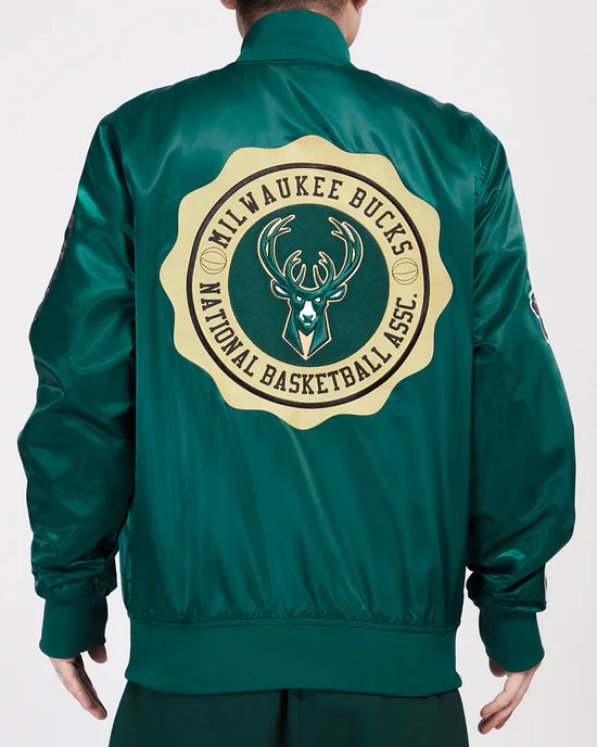 NBA MILWAUKEE BUCKS CREST EMBLEM SATIN JACKET