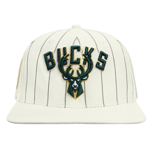 NBA MILWAUKEE BUCKS PINSTRIPE RETRO CLASSIC WORDMARK WOOL SNAPBA