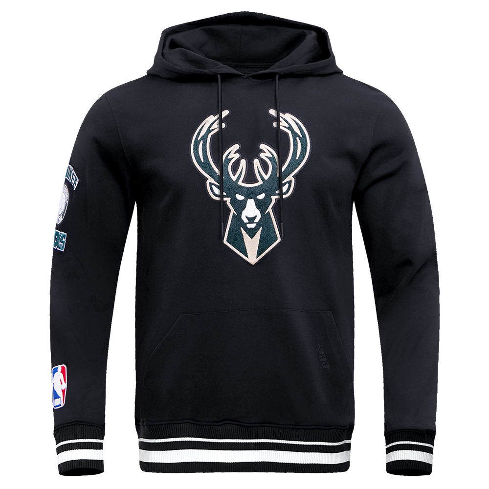 Milwaukee Bucks Black Hoodie with patches on side
