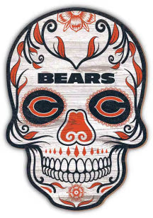 Chicago Bears 12in Sugar Skull Wood