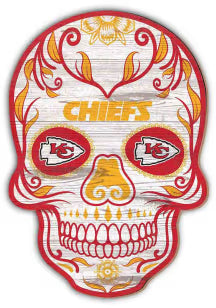 Kansas City Chiefs 12in Sugar Skull Wood
