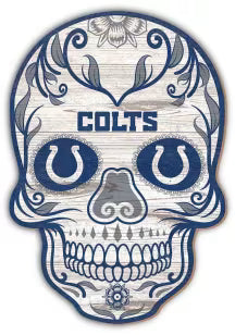 Indianapolis Colts 12in Sugar Skull Wood