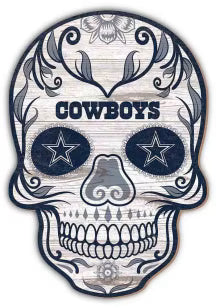 Dallas Cowboys 12in Sugar Skull Wood
