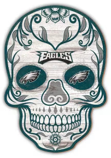 Philadelphia Eagles 12in Sugar Skull Wood