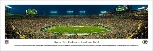 Green Bay Packers Panoramic Picture - Lambeau Field at Night 50 Yard Line