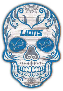 Detroit Lions 12in Sugar Skull Wood