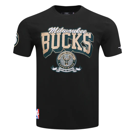 Bucks Black Shirt With Big Letters And Small Logo
