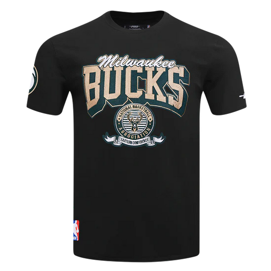 Bucks Black Shirt With Big Letters And Small Logo