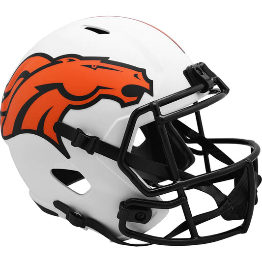 DENVER BRONCOS RIDDELL WHITE LUNAR ECLIPSE MINI FOOTBALL HELMET