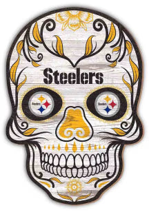 Pittsburgh Steelers 12in Sugar Skull Wood