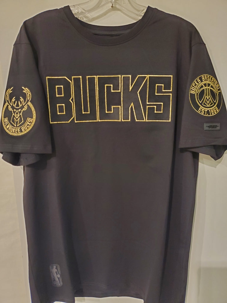 Milwaukee Bucks Black shirt with Gold writing