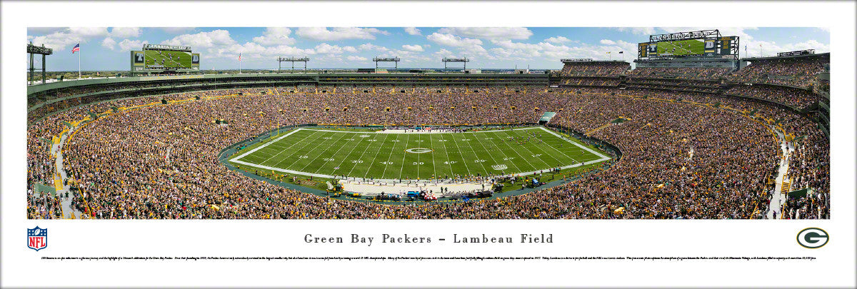 Green Bay Packers Panorama - Lambeau Field Day View 50 Yard Line