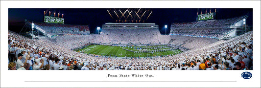 Penn State Nittany Lions Run Out Panoramic Picture -  White Out at Beaver Stadium