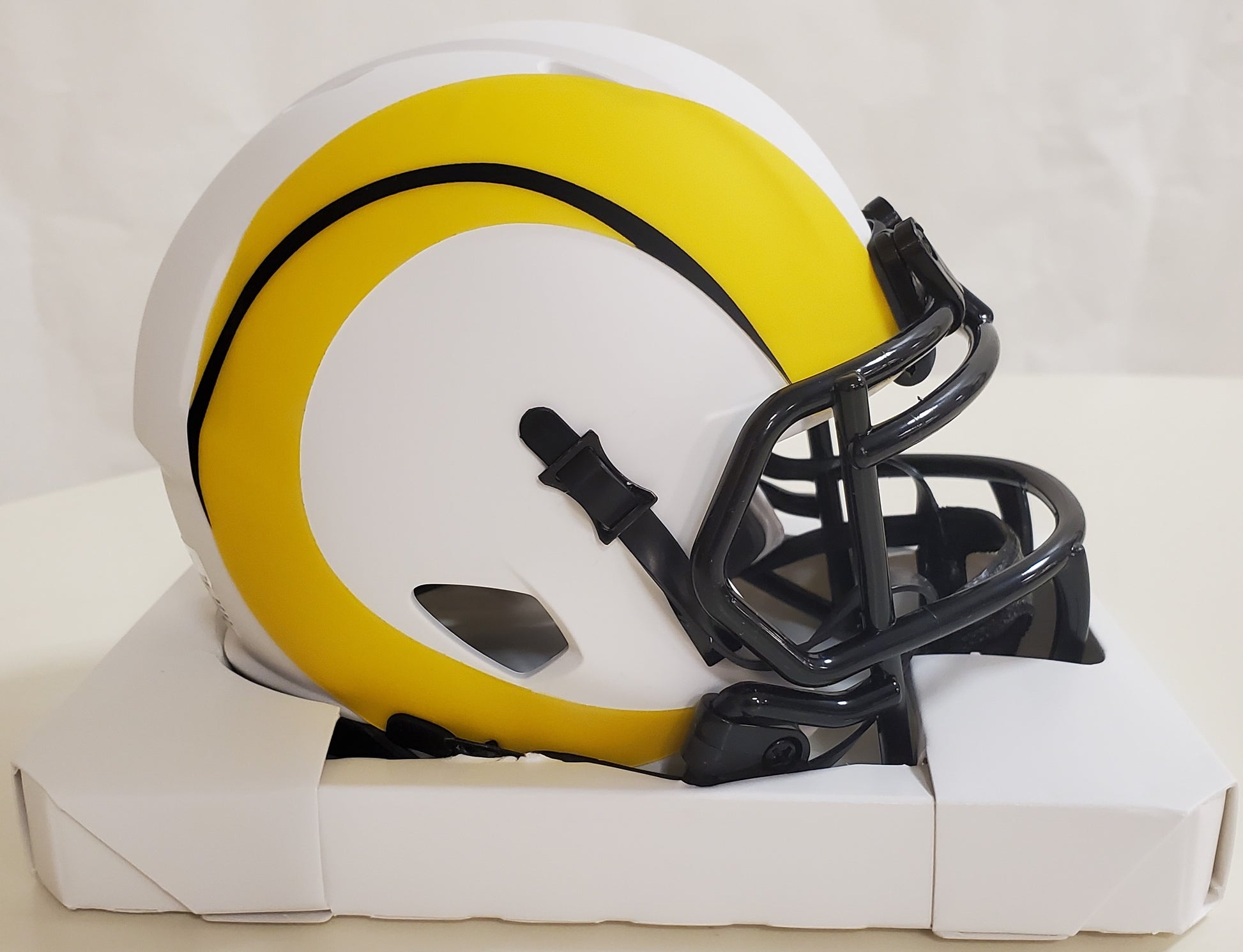 custom mini riddell football helmets LA RAMS RIDDELL WHITE LUNAR ECLIPSE MINI FOOTBALL HELMET – Sports Images & More LLC